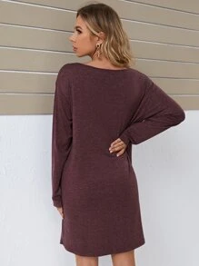 SHEIN Váy Bà bầu màu trơn Giải trí - Màu Tím - Xem 2