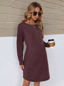 SHEIN Váy Bà bầu màu trơn Giải trí - Màu Tím - Xem 3