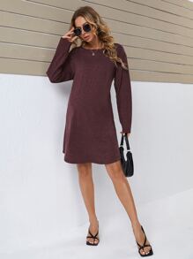 SHEIN Váy Bà bầu màu trơn Giải trí - Màu Tím - Xem 4