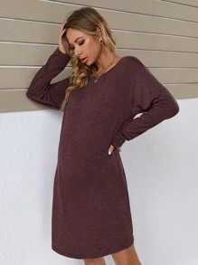 SHEIN Váy Bà bầu màu trơn Giải trí - Màu Tím - Xem 5