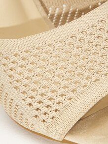 針織酒杯高跟穆勒鞋 - 米色 - 查看 4