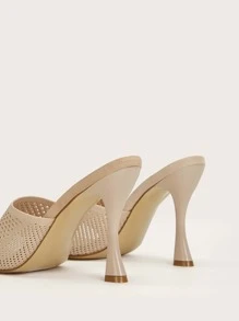 針織酒杯高跟穆勒鞋 - 米色 - 查看 7