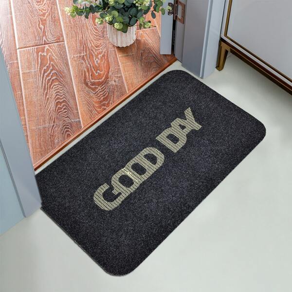 

Slogan Graphic Floor Mat, Dark grey