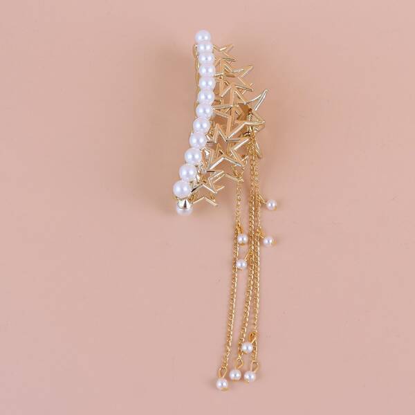 

Faux Pearl Decor Hair Claw, Gold