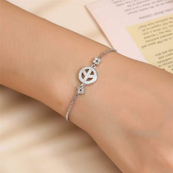 

Zircon Decor Bracelet, Silver
