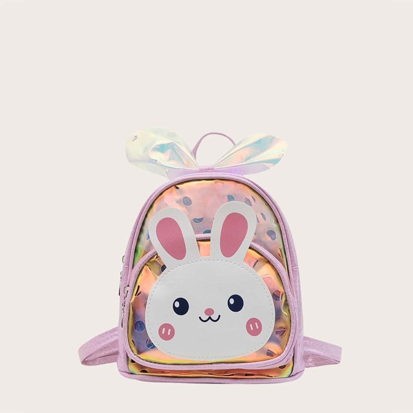 

Girls Holographic Cartoon Graphic Backpack, Pink