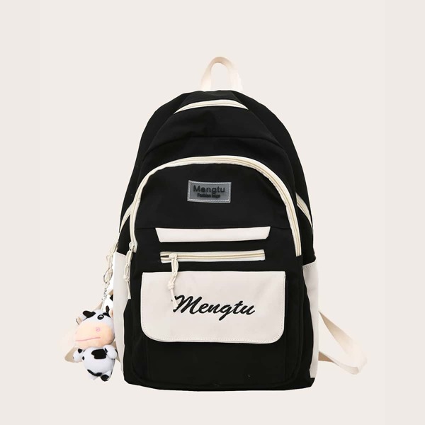 

Boys Letter Graphic Large Capacity Backpack, Black