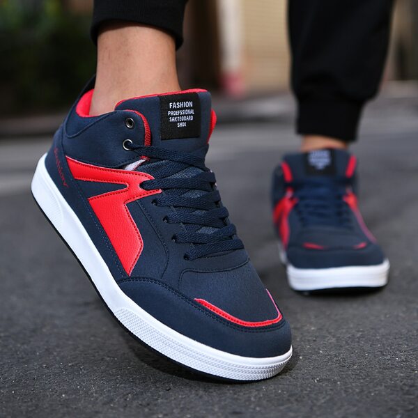 

Men Lace-up Front Two Tone Sneakers, Blue