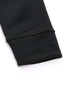 Manfinity Homme Áo hoodie nam có túi vá, dây rút, tay dài, đi chơi, thường ngày, họa tiết, áo hoodie nam, áo hoodie, áo nỉ nam - màu đen - Xem 3