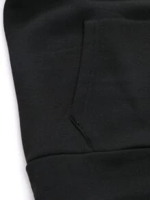 Manfinity Homme Áo hoodie nam có túi vá, dây rút, tay dài, đi chơi, thường ngày, họa tiết, áo hoodie nam, áo hoodie, áo nỉ nam - màu đen - Xem 4