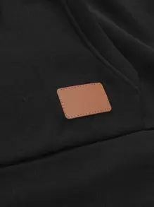 Manfinity Homme Áo hoodie nam có túi vá, dây rút, tay dài, đi chơi, thường ngày, họa tiết, áo hoodie nam, áo hoodie, áo nỉ nam - màu đen - Xem 5