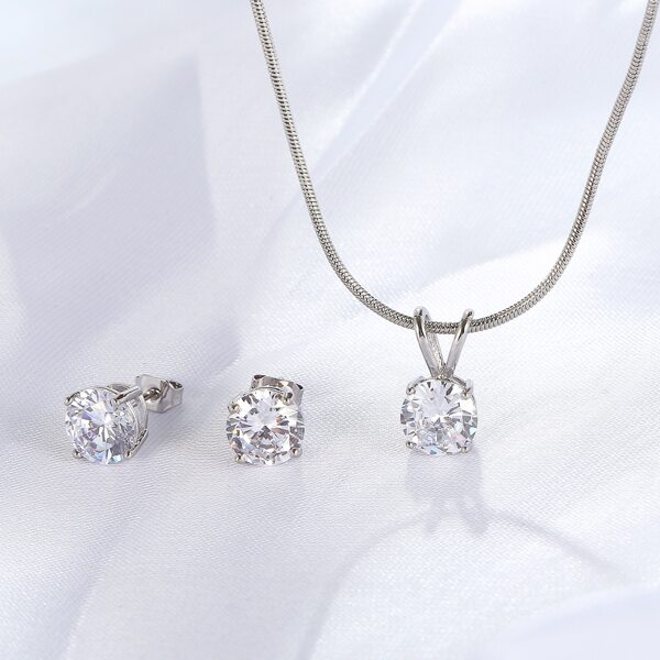 

3pcs Zircon Decor Jewelry Set, Silver