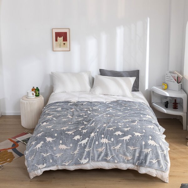 

Dinosaur Pattern Glow in The Dark Blanket, Grey