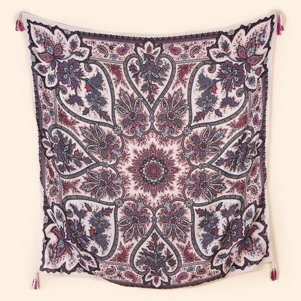 

Tassel Detail Graphic Bandana, Multicolor