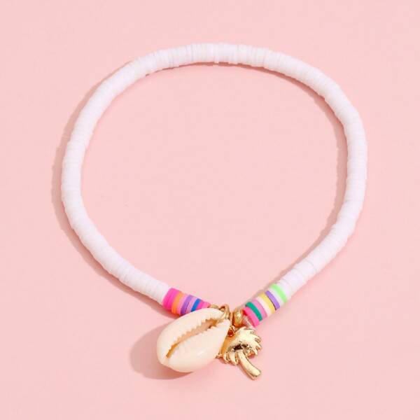 

Shell Charm Anklet, White