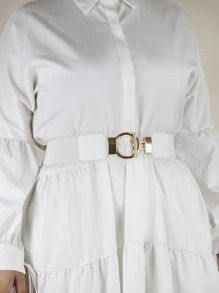 85CM Metal Buckle Plus Size Corset Belt - White - View 1