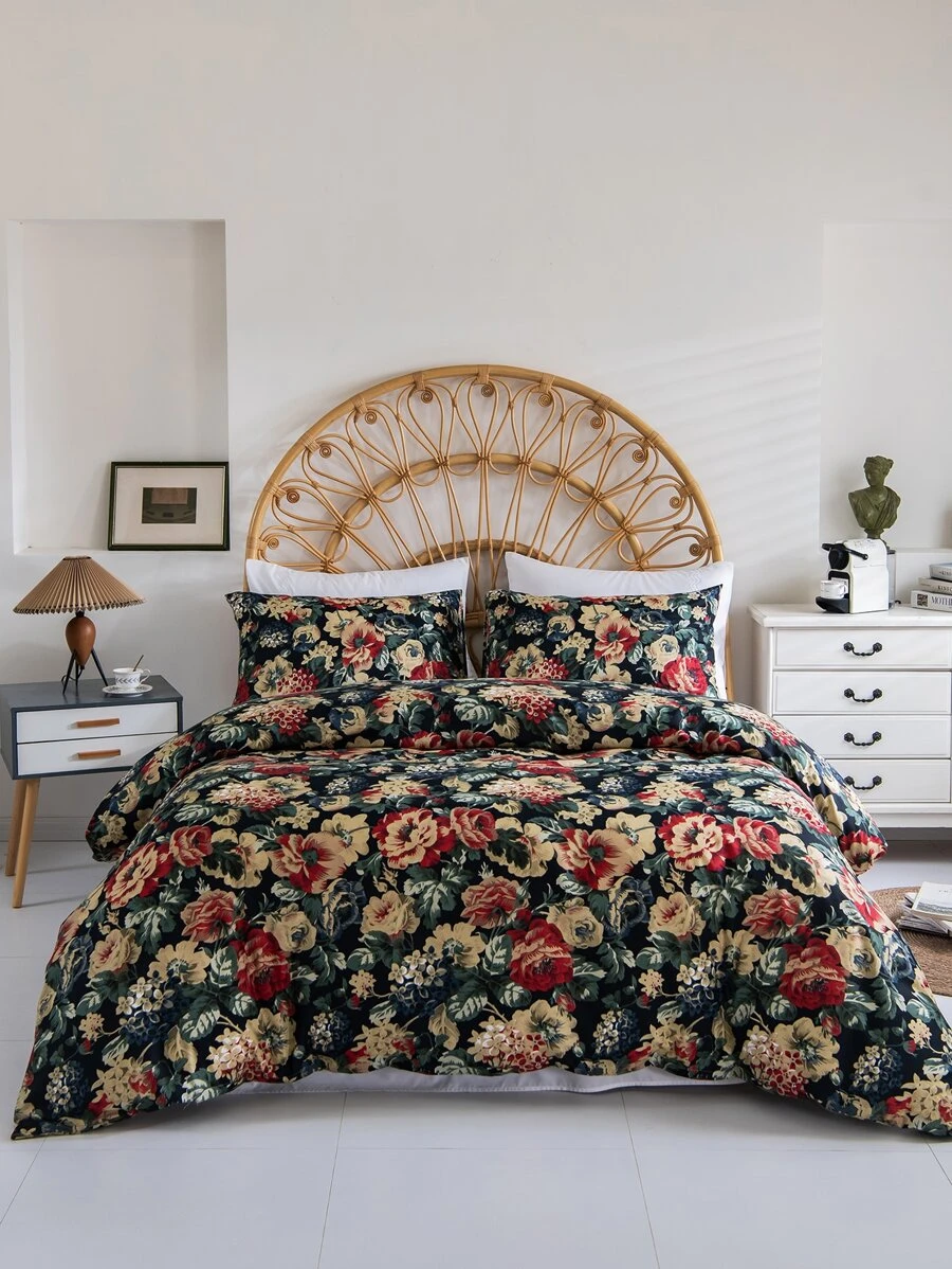 Bộ chăn bông hoa không có chất liệu - Nhiều màu - Xem 1