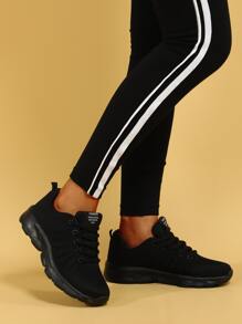 Ladies' Minimalist Road Running Shoes With Lace-up Closure - Black - View 1