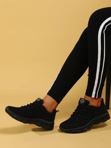 Ladies' Minimalist Road Running Shoes With Lace-up Closure - Black - View 2