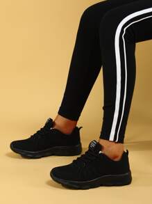 Ladies' Minimalist Road Running Shoes With Lace-up Closure - Black - View 4