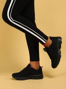 Ladies' Minimalist Road Running Shoes With Lace-up Closure - Black - View 5