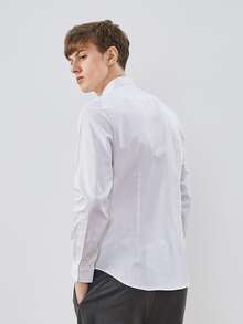 Áo sơ mi Nam Nút phía trước màu trơn Cơ bản - trắng - Xem 2