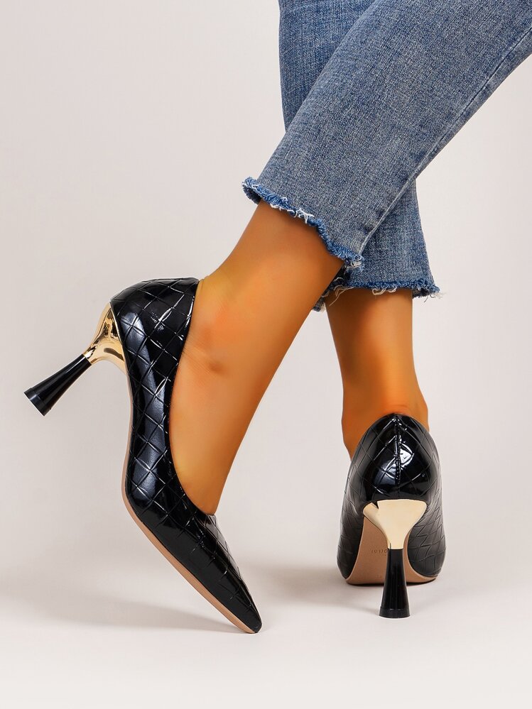 Fall/Winter Nude Pointed Toe High Heels Women, Slim Stiletto, Not Easy Tire Feet, Sexy Shallow Work Shoes, Unique Elegant, Black,Elegant - Black - View 2