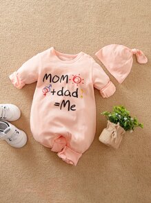 Yierying 男嬰字母和卡通圖案連身褲附帽子