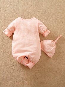 Yierying 男嬰字母和卡通圖案連身褲附帽子