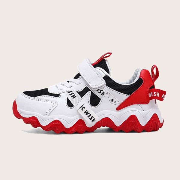

Boys Colorblock Velcro Strap Chunky Sneakers, Red