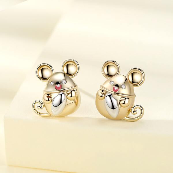 

14K Gold Plated Mouse Stud Earrings