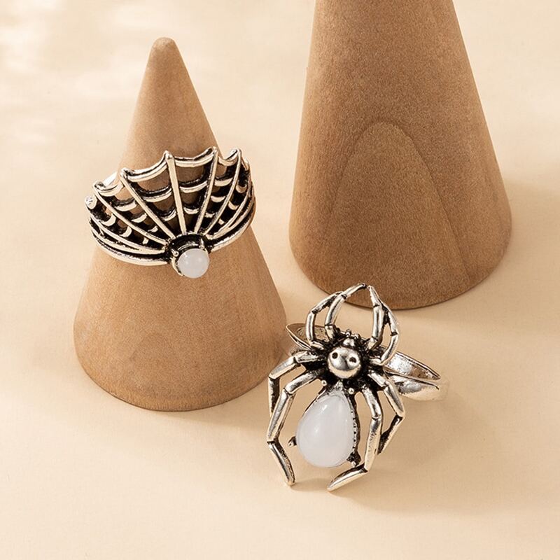 

2pcs Spider Decor Ring, Silver