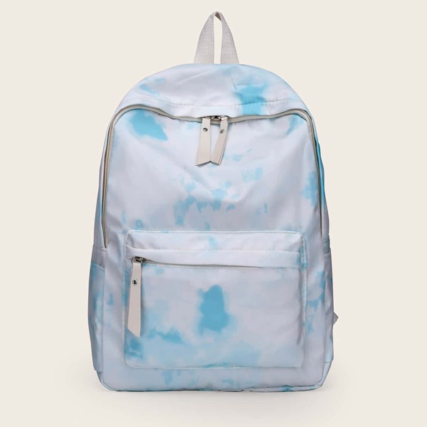 

Kids Unisex Tie Dye Pattern Pocket Front Backpack, Blue and white