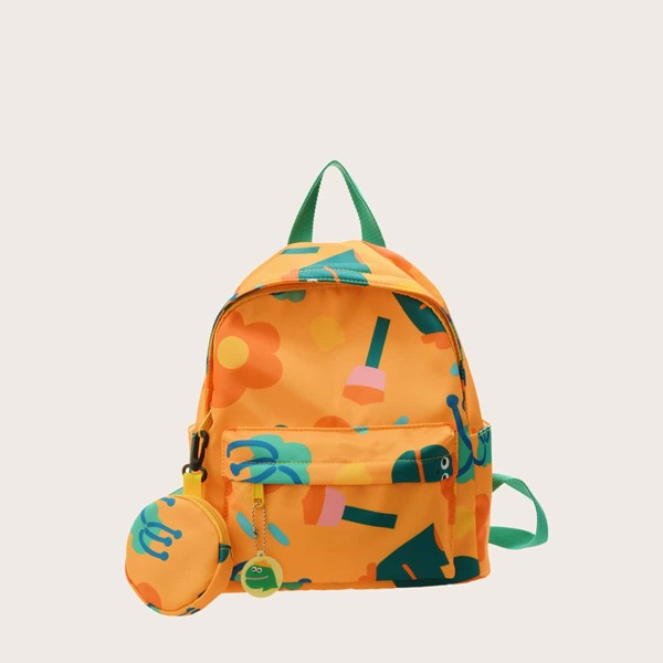 

2Pcs Kids Unisex Floral Pattern Backpack Set, Yellow