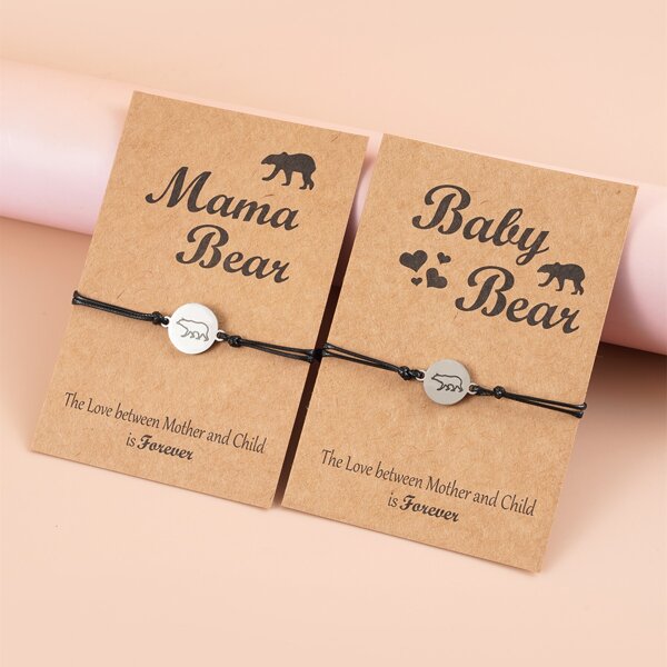 

2pcs Round Detail Bracelet, Black