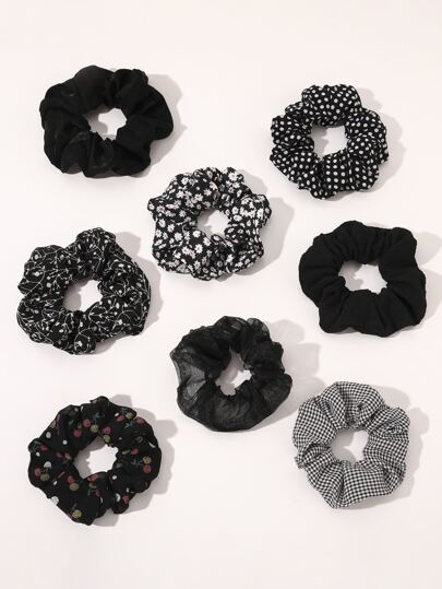 8pcs Flower Print Scrunchie Boho Scrunchies Hair Ties Scrunchy Hair Ties, Animal Print