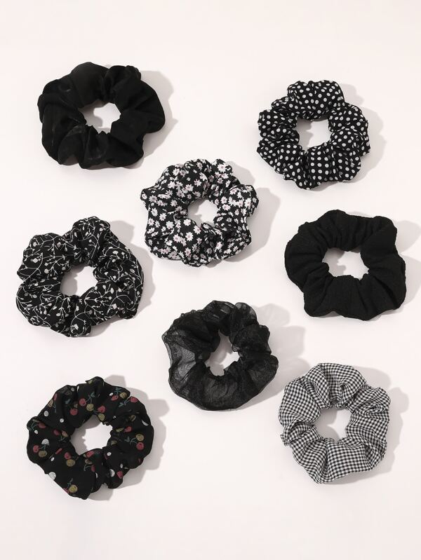 8 pièces Chouchous à imprimé floral Chouchous Boho Élastiques à cheveux, Accessoires de tête à imprimé animal pour queue de cheval Bande élastique Accessoires de beauté et de maison pour cheveux