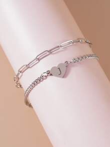 Heart Detail Bracelet - Silver - View 2