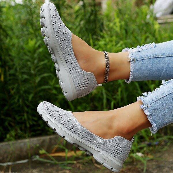 

Hollow Out Slip On Sneakers, Grey