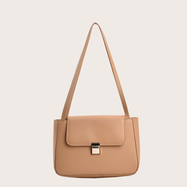 

Minimalist Push Lock Tote Bag, Brown