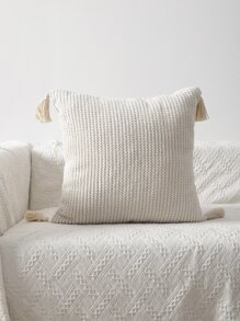 Miater 1入組流蘇裝飾靠墊套不附帶墊芯 - 米色 - 查看 5