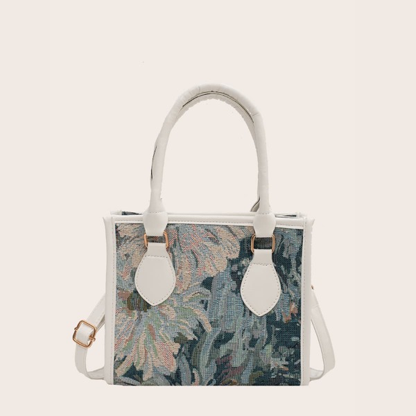 

Allover Floral Graphic Satchel Bag, Blue