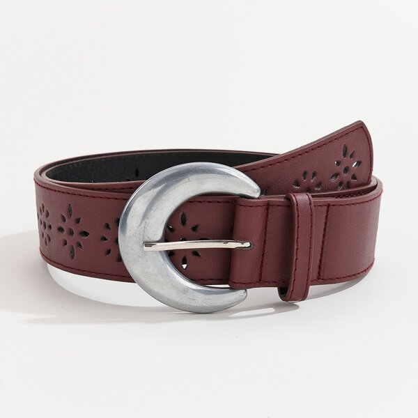 

Metal Buckle Belt, Burgundy