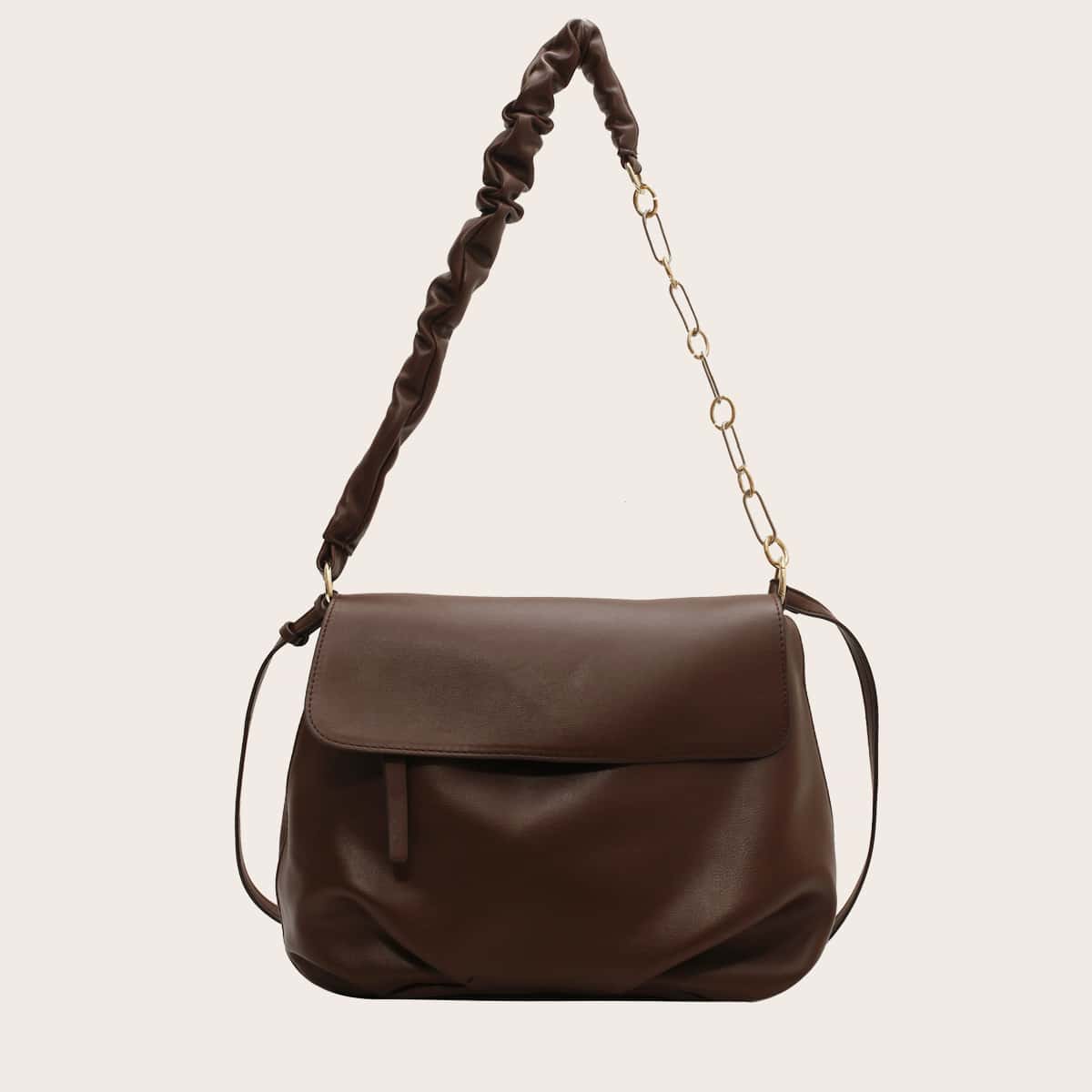 

Minimalist Flap Square Bag, Coffee brown