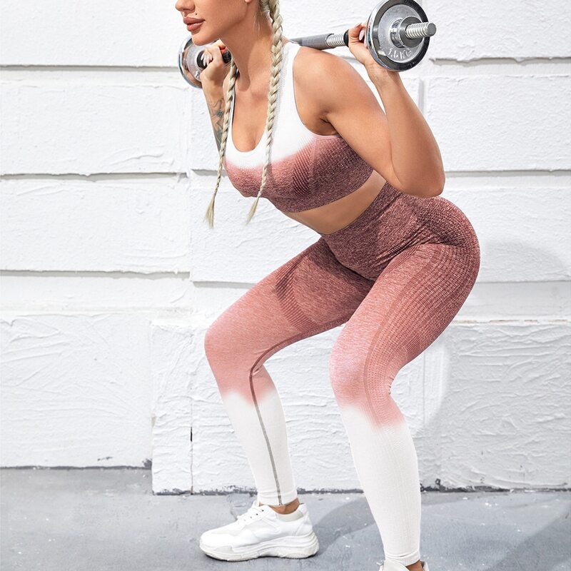 

Breathable Color Block Sports Bra & Leggings Set, Multicolor