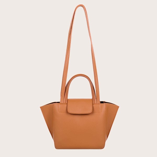 

Minimalist Top Handle Bag With Inner Pouch, Brown