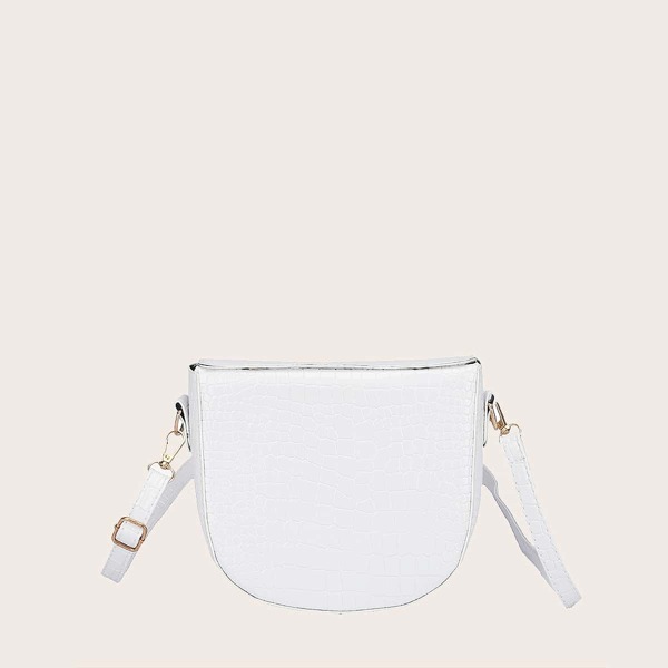 

Minimalist Croc Embossed Novelty Bag, White