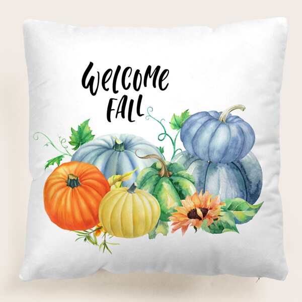 

Pumpkin Print Cushion Cover Without Filler, Multicolor