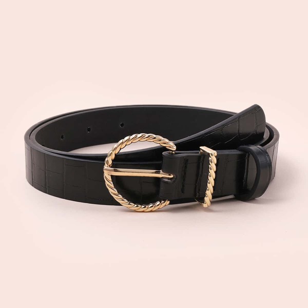 

1pc Metal Buckle Belt & 1pc Hole Puncher, Black