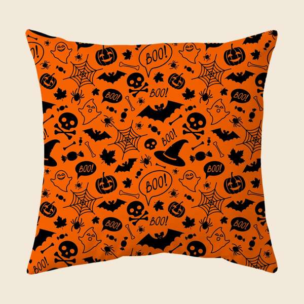 

Halloween Pattern Cushion Cover Without Filler, Multicolor